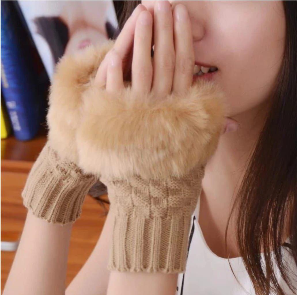 Cozy Multicolor Fur Lined Gloves - 2 Pcs for Women