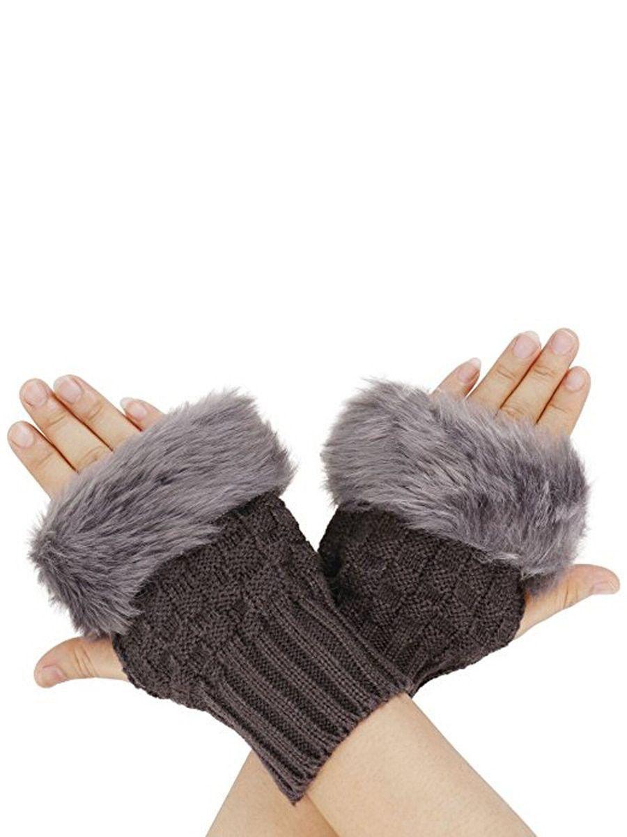 Cozy Multicolor Fur Lined Gloves - 2 Pcs for Women