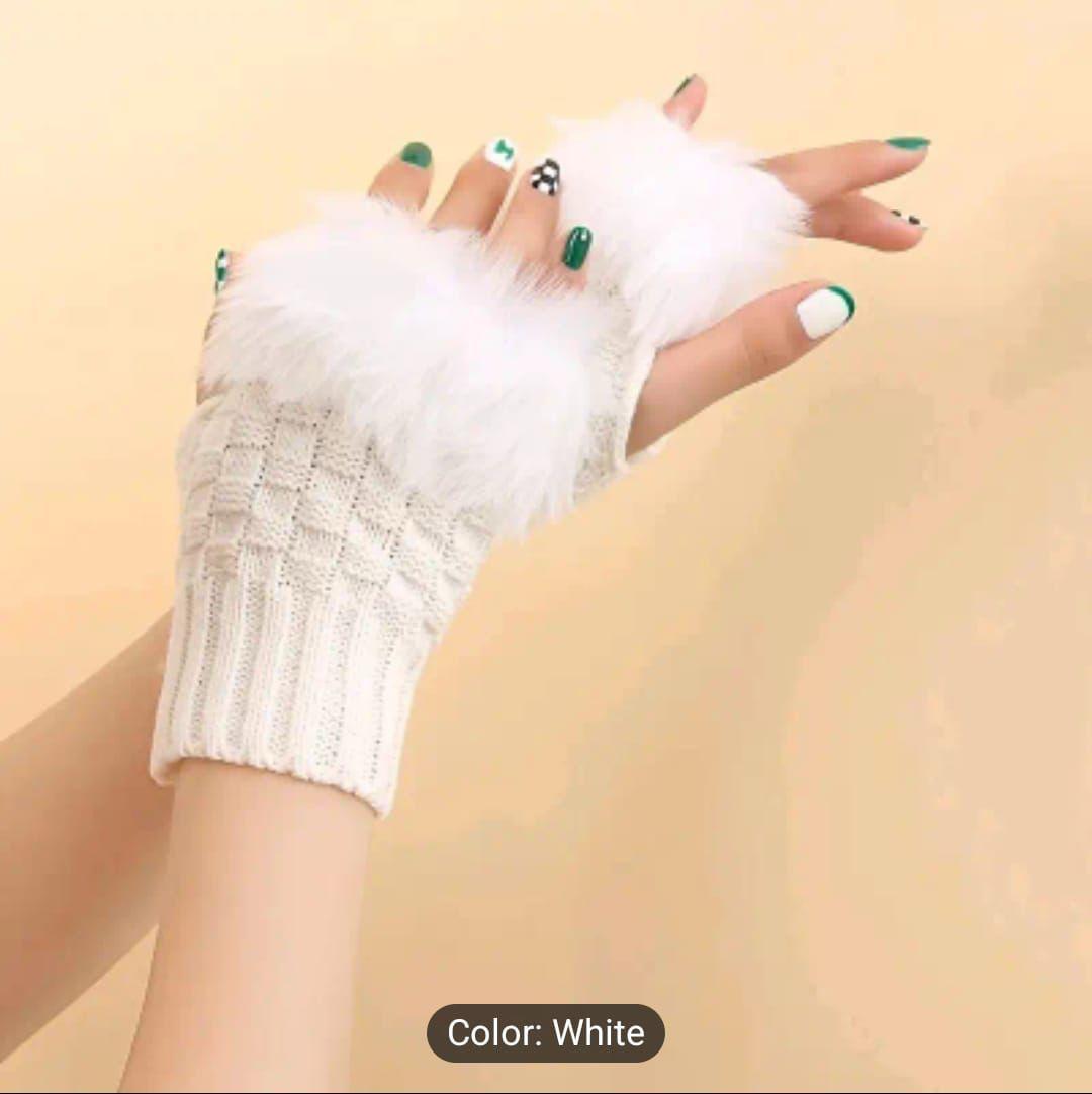 Cozy Multicolor Fur Lined Gloves - 2 Pcs for Women