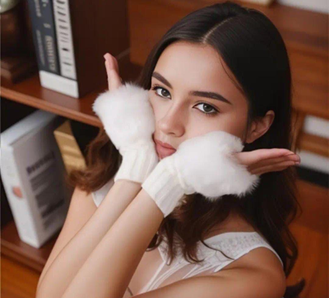 Cozy Multicolor Fur Lined Gloves - 2 Pcs for Women